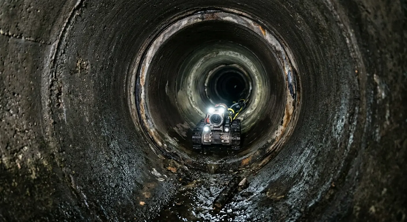 Robotic sewer camera inspecting pipe interior for Drain Snake Service in Waikele